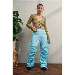 Urban Outfitters Bella Ruched‎ Tie Side Pants Baby Blue Size Small Stretch